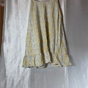Wild Fable Floral Print Midi Dress‎ Yellow Blue Spaghetti Strap Ruffle XS
